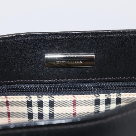 BURBERRY Tote Bag Leather Black Silver Auth 214935