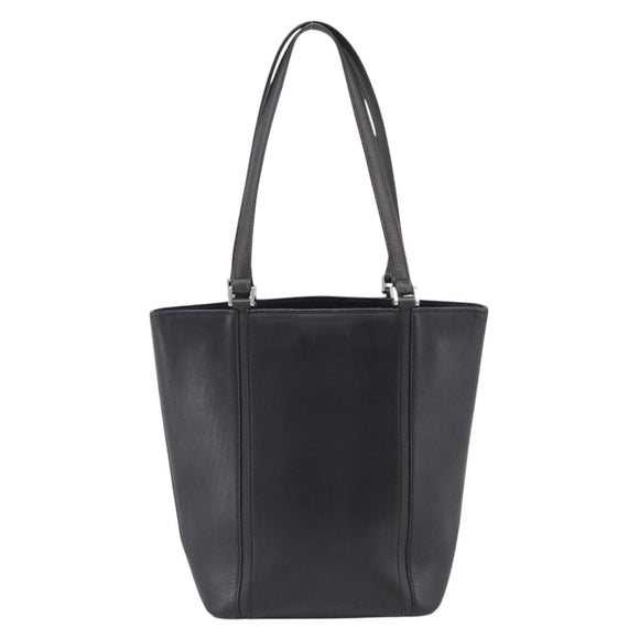BURBERRY Tote Bag Leather Black Silver Auth 214935