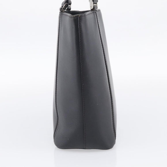 BURBERRY Tote Bag Leather Black Silver Auth 214935