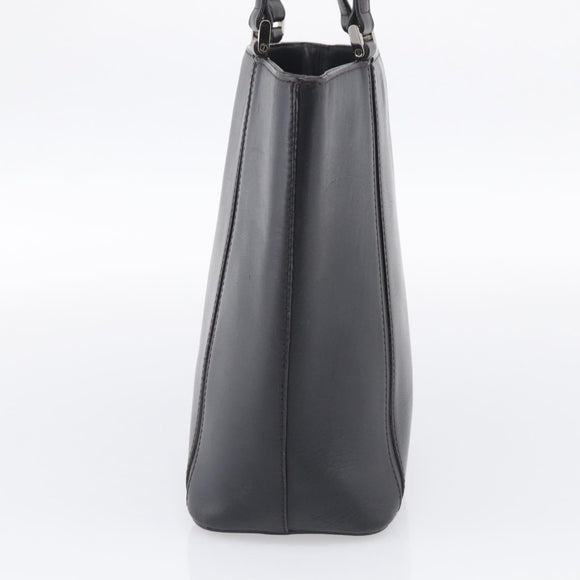 BURBERRY Tote Bag Leather Black Silver Auth 214935