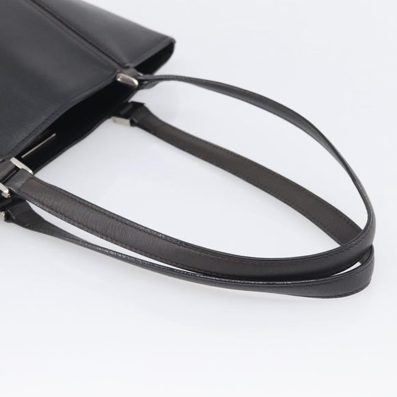 BURBERRY Tote Bag Leather Black Silver Auth 214935