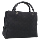 GUCCI GG Canvas Bamboo Hand Bag Nylon Black Silver 002 1010 Auth 214937-1
