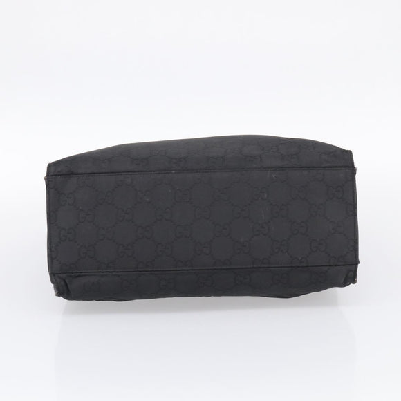 GUCCI GG Canvas Bamboo Hand Bag Nylon Black Silver 002 1010 Auth 214937