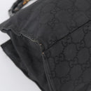 GUCCI GG Canvas Bamboo Hand Bag Nylon Black Silver 002 1010 Auth 214937-12