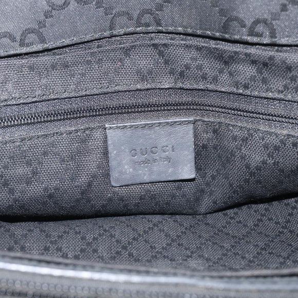 GUCCI GG Canvas Bamboo Hand Bag Nylon Black Silver 002 1010 Auth 214937