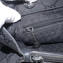 GUCCI GG Canvas Bamboo Hand Bag Nylon Black Silver 002 1010 Auth 214937-19