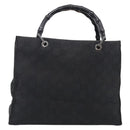 GUCCI GG Canvas Bamboo Hand Bag Nylon Black Silver 002 1010 Auth 214937-2