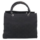 GUCCI GG Canvas Bamboo Hand Bag Nylon Black Silver 002 1010 Auth 214937-3