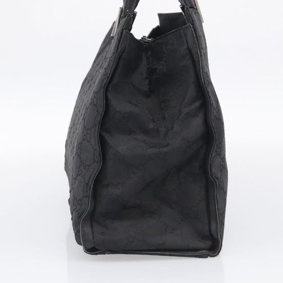 GUCCI GG Canvas Bamboo Hand Bag Nylon Black Silver 002 1010 Auth 214937