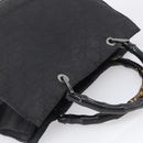 GUCCI GG Canvas Bamboo Hand Bag Nylon Black Silver 002 1010 Auth 214937-6