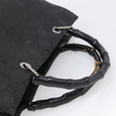 GUCCI GG Canvas Bamboo Hand Bag Nylon Black Silver 002 1010 Auth 214937-7