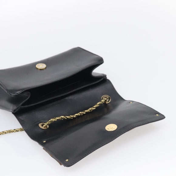 Chloe Chain Shoulder Bag Leather Black Gold Auth 214938A
