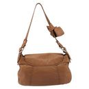 Salvatore Ferragamo Gancini Shoulder Bag Leather Brown Silver Auth 214940A-3