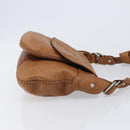 Salvatore Ferragamo Gancini Shoulder Bag Leather Brown Silver Auth 214940A-4