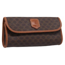 CELINE Macadam Canvas Pouch PVC Leather Brown Gold Auth 214943A-1