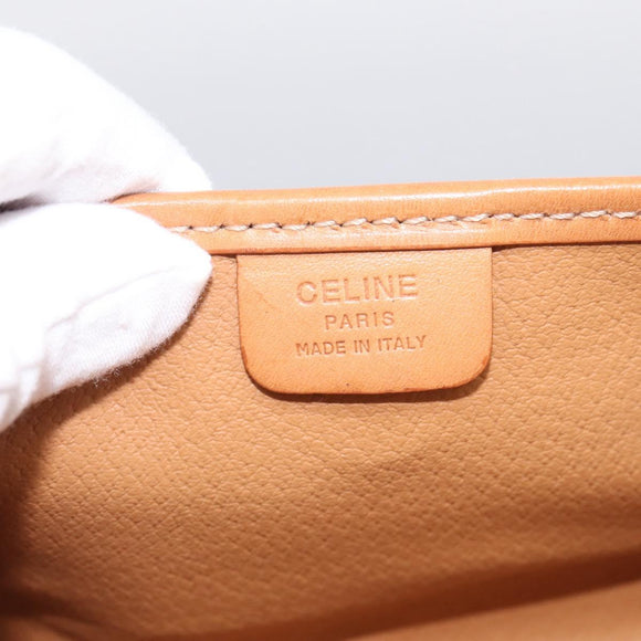 CELINE Macadam Canvas Pouch PVC Leather Brown Gold Auth 214943A