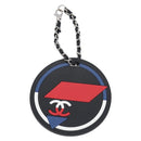 CHANEL Bag Charm Rubber Black Silver CC Auth 214946-2