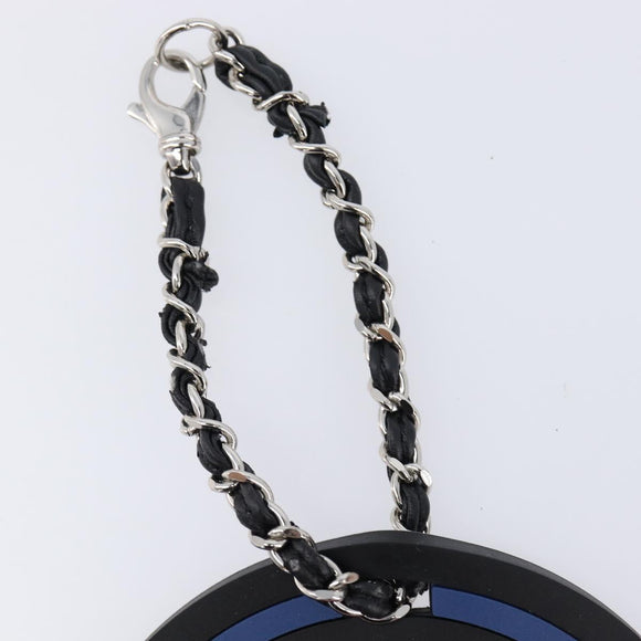 CHANEL Bag Charm Rubber Black Silver CC Auth 214946