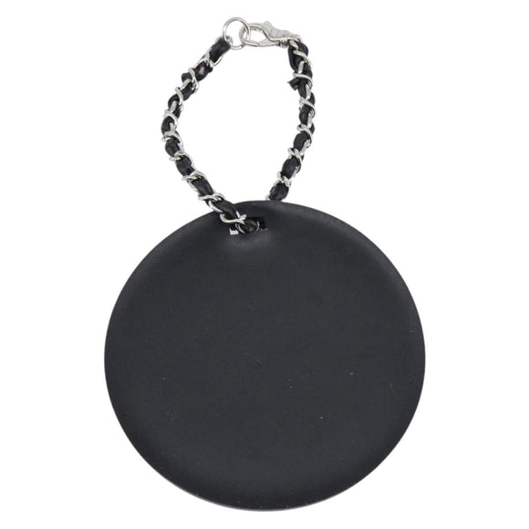 CHANEL Bag Charm Rubber Black Silver CC Auth 214946