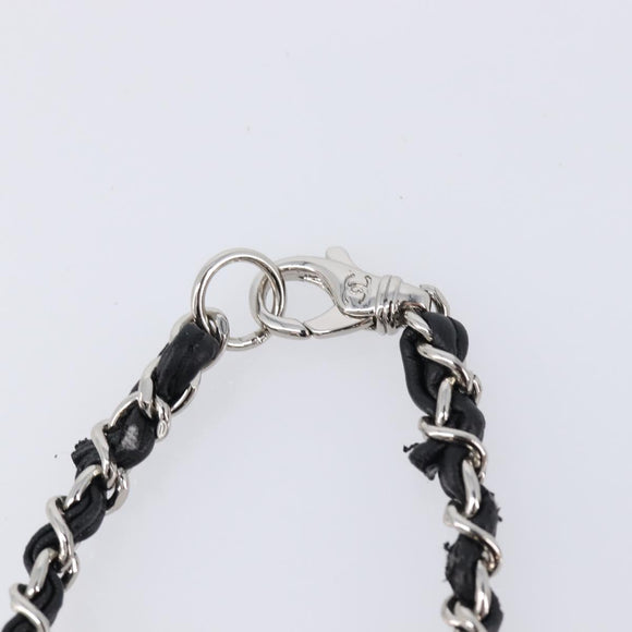 CHANEL Bag Charm Rubber Black Silver CC Auth 214946