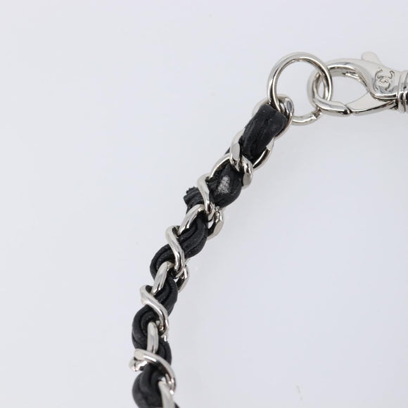 CHANEL Bag Charm Rubber Black Silver CC Auth 214946