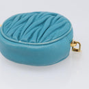 Miu Miu Matelasse Coin Purse Leather Blue Gold Auth 214948A-10