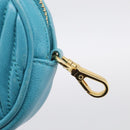 Miu Miu Matelasse Coin Purse Leather Blue Gold Auth 214948A-13