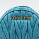 Miu Miu Matelasse Coin Purse Leather Blue Gold Auth 214948A-14