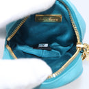 Miu Miu Matelasse Coin Purse Leather Blue Gold Auth 214948A-16