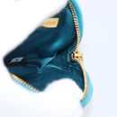 Miu Miu Matelasse Coin Purse Leather Blue Gold Auth 214948A-17