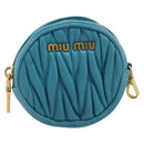 Miu Miu Matelasse Coin Purse Leather Blue Gold Auth 214948A-2