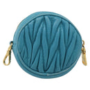 Miu Miu Matelasse Coin Purse Leather Blue Gold Auth 214948A-3