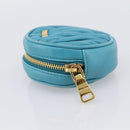 Miu Miu Matelasse Coin Purse Leather Blue Gold Auth 214948A-4
