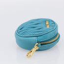 Miu Miu Matelasse Coin Purse Leather Blue Gold Auth 214948A-5