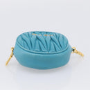 Miu Miu Matelasse Coin Purse Leather Blue Gold Auth 214948A-7