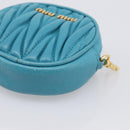 Miu Miu Matelasse Coin Purse Leather Blue Gold Auth 214948A-8