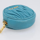 Miu Miu Matelasse Coin Purse Leather Blue Gold Auth 214948A-9