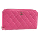 CHANEL Matelasse Wallet Caviar Skin Pink Gold CC Auth 214961M-1