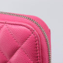 CHANEL Matelasse Wallet Caviar Skin Pink Gold CC Auth 214961M-13
