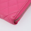 CHANEL Matelasse Wallet Caviar Skin Pink Gold CC Auth 214961M-8