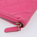 CHANEL Matelasse Wallet Caviar Skin Pink Gold CC Auth 214961M-9