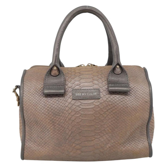 See By Chloe Shoulder Bag Leather Beige Gold Auth 214967A