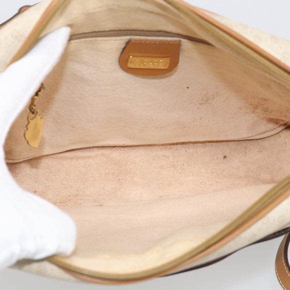 GUCCI Micro GG Supreme Shoulder Bag PVC Beige Gold Auth 215187