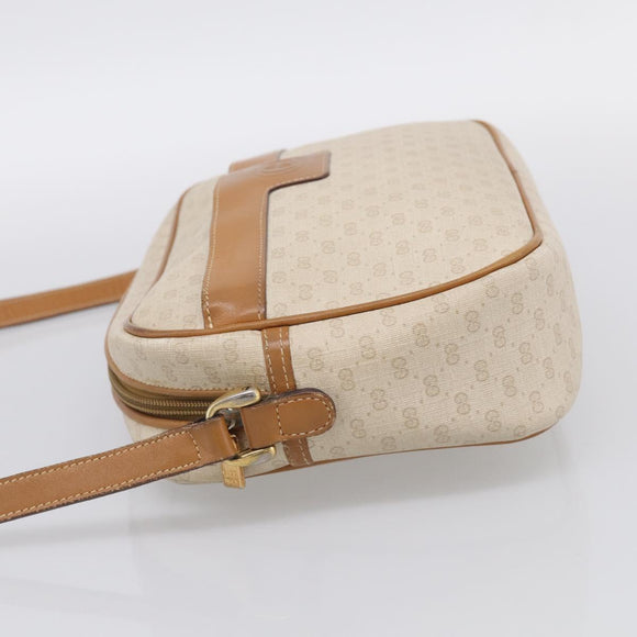 GUCCI Micro GG Supreme Shoulder Bag PVC Beige Gold Auth 215187