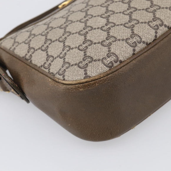 GUCCI GG Plus Supreme Shoulder Bag PVC Leather Beige Gold Auth 215190