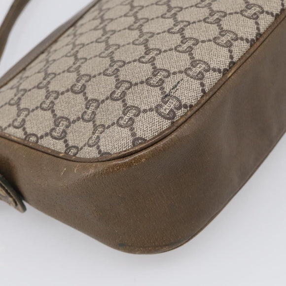 GUCCI GG Plus Supreme Shoulder Bag PVC Leather Beige Gold Auth 215190