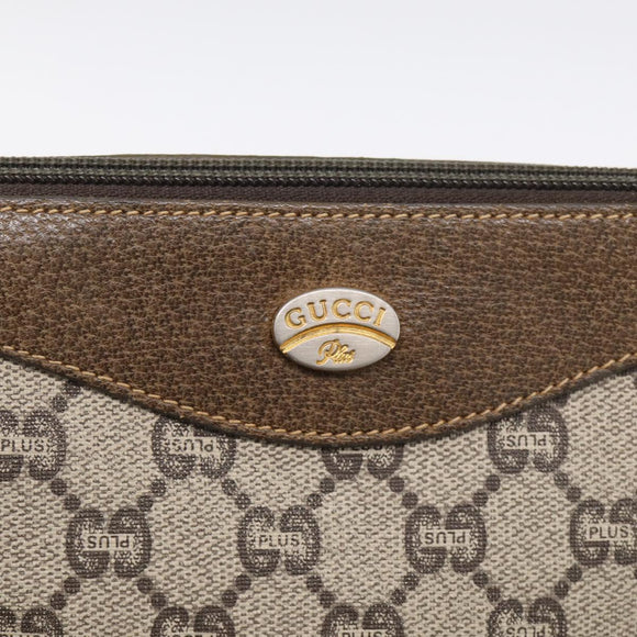 GUCCI GG Plus Supreme Shoulder Bag PVC Leather Beige Gold Auth 215190
