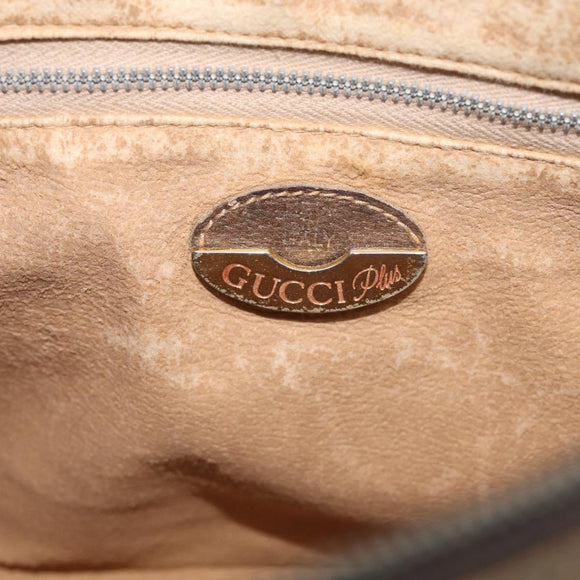 GUCCI GG Plus Supreme Shoulder Bag PVC Leather Beige Gold Auth 215190