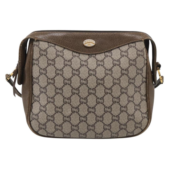 GUCCI GG Plus Supreme Shoulder Bag PVC Leather Beige Gold Auth 215190