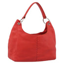 Bottega Veneta Shoulder Bag Leather Red Silver Auth 215194V-1